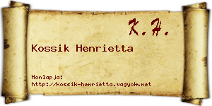 Kossik Henrietta névjegykártya